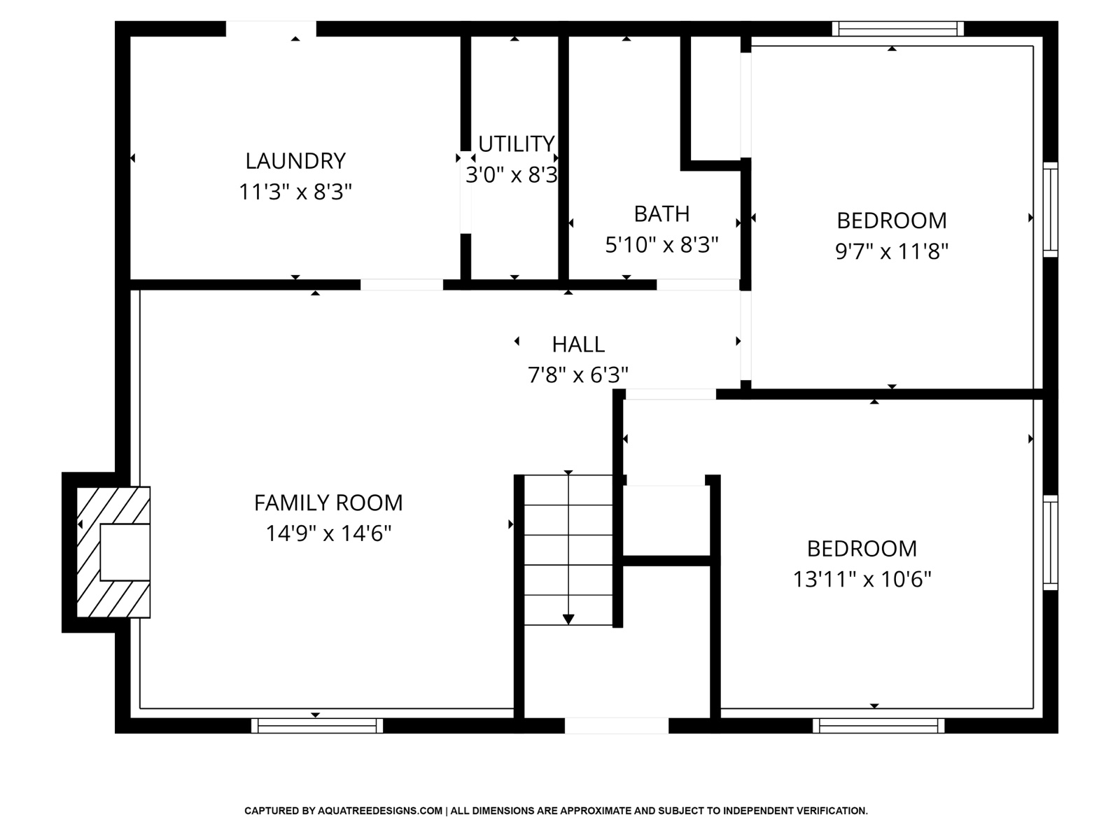 1st floor plan, with dimensions